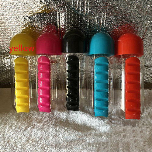 Plastic Drink Bottle With Medicine Pills Box