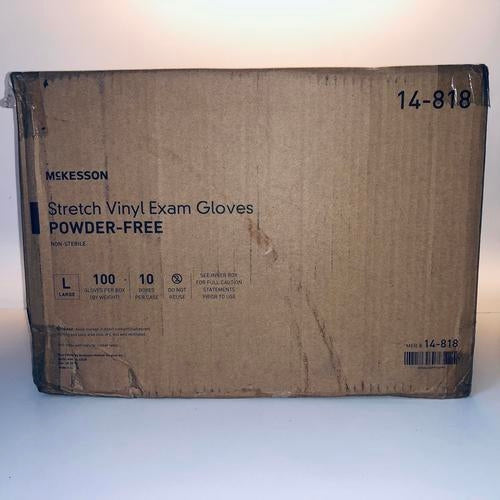 McKesson 14-818 Vinyl Exam Gloves, Non-Sterile, Powder-Free, Large,